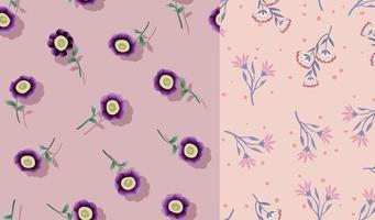 MIXED OF CUTE FLOWERS PATTERN DESIGN SET WITH EARTH TONE COLORS vector