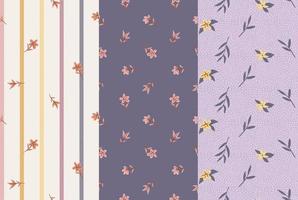 MIXED OF CUTE FLOWERS PATTERN DESIGN SET WITH EARTH TONE COLORS vector