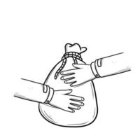 Hand holding the bag. Storage and accumulation of money. vector