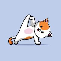 Cute Cat Yoga Cartoon Vector Icon Illustration. Animal Sport Icon Concept Isolated Premium Vector.