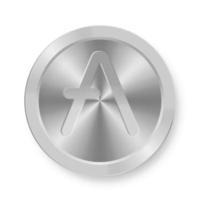 Silver coin of Aave Concept of internet web cryptocurrency vector