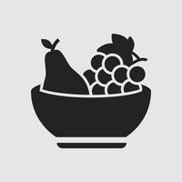 ilustración vectorial del icono de servicio de peras y uvas en un bol. vector