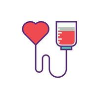 vector illustration of a heart and infusion, donor affection.