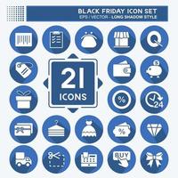 Icon Set Black Friday. suitable for Business symbol. long shadow style. simple design editable. design template vector. simple symbol illustration vector