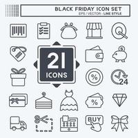 conjunto de iconos viernes negro. adecuado para el símbolo de negocios. estilo de línea diseño simple editable. vector de plantilla de diseño. ilustración de símbolo simple