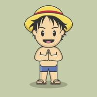 océano mar barco japón manga personaje vector