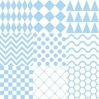 Seamless background with various geometric patterns in Blue vector