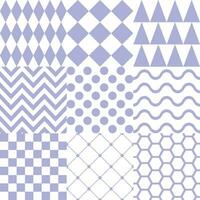 Seamless background with various geometric patterns in purple vector