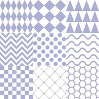 Seamless background with various geometric patterns in purple vector