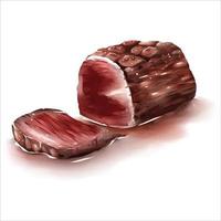 Steak loin sliced juicy on white watercolor eps vector illustration