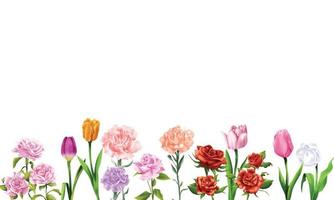 conjunto de pintura de flores para la ilustración de vector de decoración de banner en blanco del festival