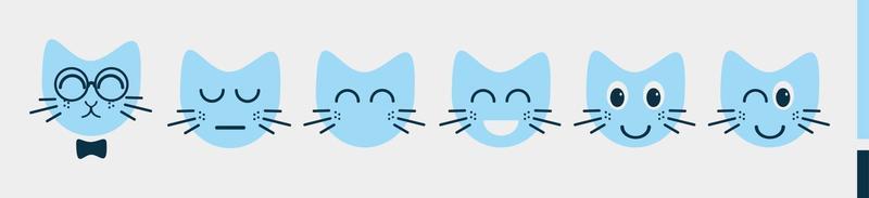 cat head set cartoons emoticon icon isolated on white background vector