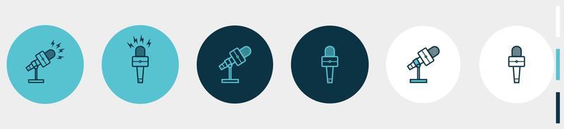 microphone with square neck icons set. isolated on white, green and blue