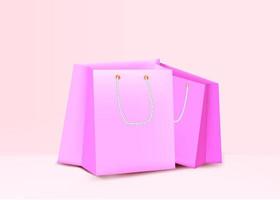 Realistic 3d Shopping Bag Vector Illustration