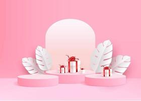 3d background products display podium scene with geometric platform stand to show cosmetic products vector