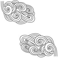 A pattern of smooth lines and curls, a corner frame or decorative element for coloring the antistress page, arcs and waves in a smooth weave vector