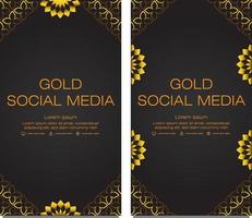 black gold social media stories template vector