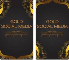 black gold social media stories template vector