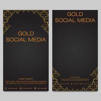 black gold social media stories template vector