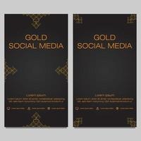 black gold social media stories template vector