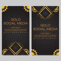 black gold social media stories template vector