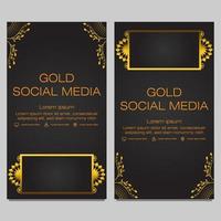 black gold social media stories template vector