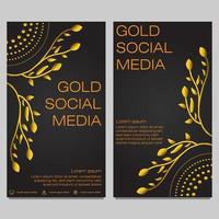 black gold social media stories template vector