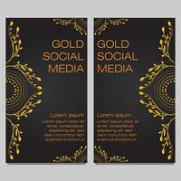 black gold social media stories template vector