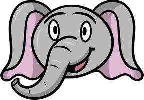 Funny Cute little elephant smiling, cartoon elephant emotions, vector illustration on white background
