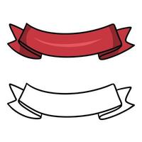 Set of Bright wide red ribbon, empty space for copying, pasting, vector illustration on a white background