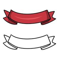 Set of Bright wide red ribbon, empty space for copying, pasting, vector illustration on a white background