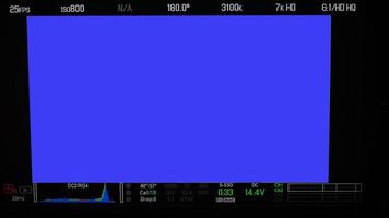 Video recording interface. VDO production recording camera viewfinder on monitor.