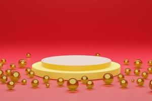 Mock-up Display Product Podium, 3D rendering. Abstract scene background. Cylinder podium on pink background. Product presentation, mock up, show cosmetic product, Podium, stage pedestal or platform photo