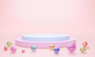 Mock-up Display Product Podium, 3D rendering. Abstract scene background. Cylinder podium on pink background. Product presentation, mock up, show cosmetic product, Podium, stage pedestal or platform photo