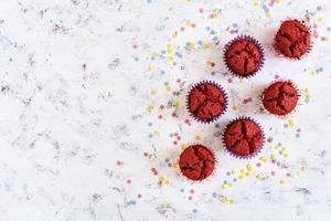 Chocolate muffins  on white background photo