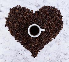 Cup of coffe on white background. Top view photo