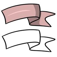 Set of wide light pink twisted ribbon, blank space for copying, pasting, vector illustration on white background