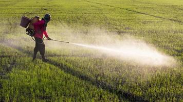 Farmer spraying herbicides. photo