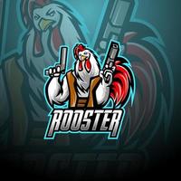 Rooster with gun mascot logo design