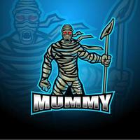 diseño de logotipo de mascota mummy esport vector