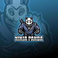 Ninja panda esport mascot logo vector