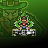 diseño de logotipo de mascota de leprechaun esport vector