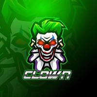 payaso esport mascota diseño de logotipo vector