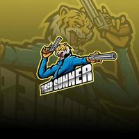 Tiger gunner esport logo design vector