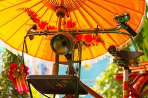 Antique Bicycle umbrella unfolded. photo