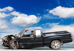 Black car accident sky. photo