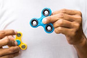 Close-up shot of a blue spinner. photo