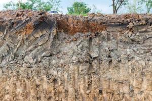 Soil layer traces excavator. photo