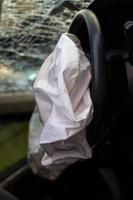 Airbag accident with broken glass.