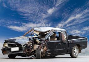 Pickup truck demolished sky. photo